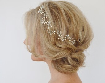Art Deco Bridal Hair Vine, Wedding Hair Accessories,Bridal Headpiece, Pearl Crystal Bridal Hair Piece, Art Deco Halo, Swarovski Pearl Vine