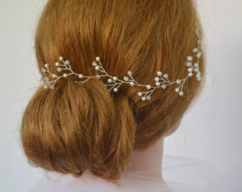 Pearl Crystal Bridal Hair Vine, Wedding Hair Accessories, Swarovski Pearl Bridal Hair Piece, Elegant Wedding Hair Accessory, Bridal Hair