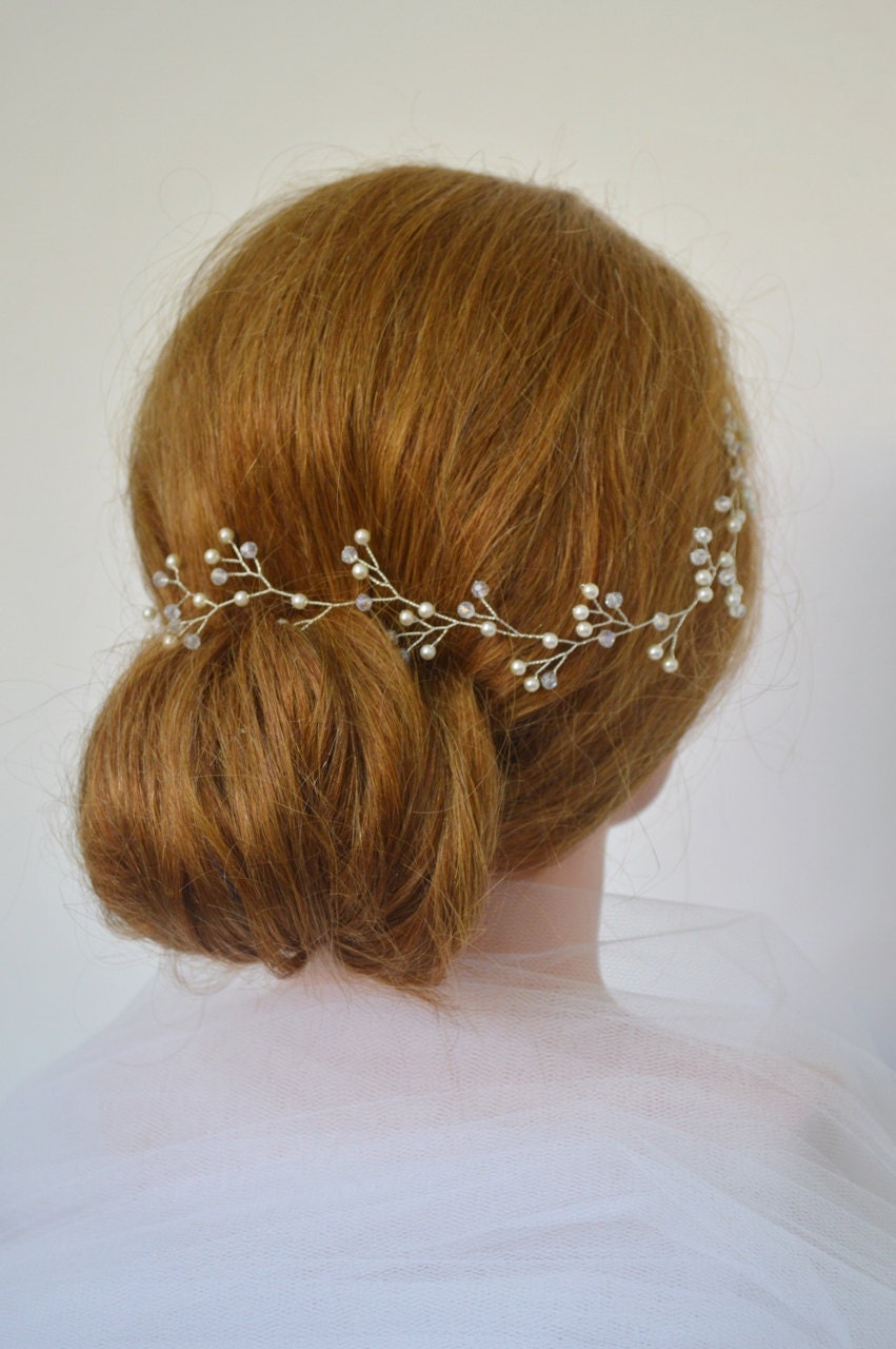 Pearl Crystal Bridal Hair Vine, Wedding Hair Accessories 