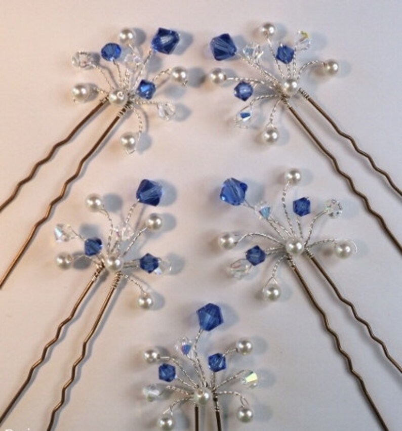 Sapphire Crystal Hair Pins Swarovski Crystal Hair Pins Blue Etsy