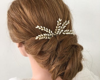 Grecian Bridal Hair Pins, Fern Leaf Hair Pins, Wedding Hair Accessories, Pearl Bridal Hair Accessories, Formal Hair Pins, Set of Five