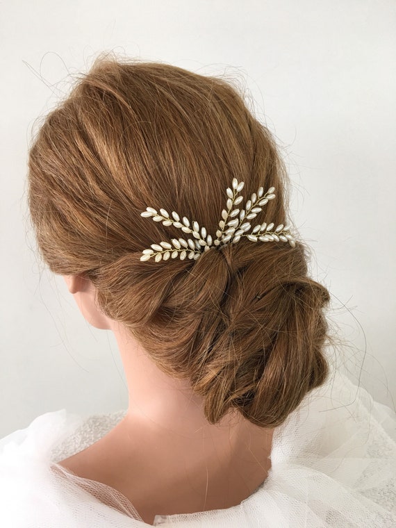 Grecian Bridal Hair Pins Fern Leaf Hair Pins Wedding Hair Accessories Pearl Bridal Hair Accessories Formal Hair Pins Set of Five Etsy