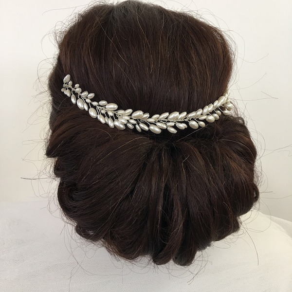 Pearl Wreath, Pearl Halo, Pearl Headband, Grecian Bridal Halo, Pearl Wedding Hair Piece, Grecian Hair Vine, Wedding Hair Vine, Pearl Tiara