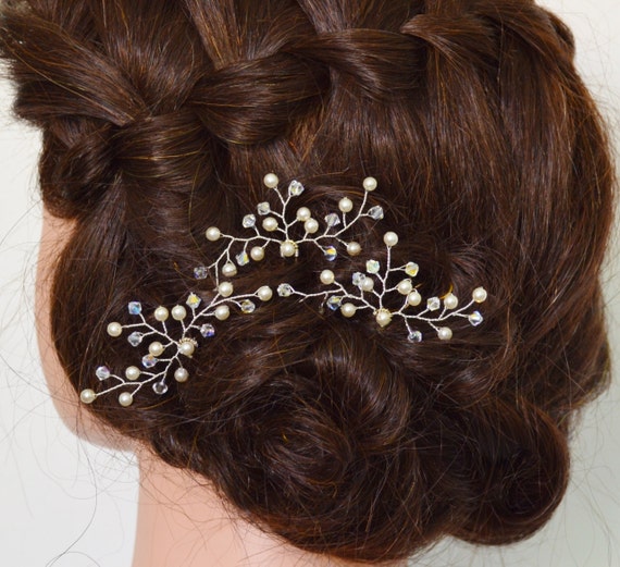 Wedding Hair Accessories, Bridal Hair Pins, Swarovski Pearl  display picture 1