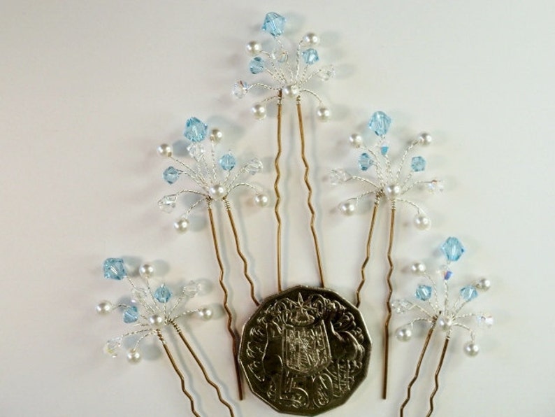 Something Blue Hair Pins Aqua Bridal Hair Pins Aquamarine Etsy