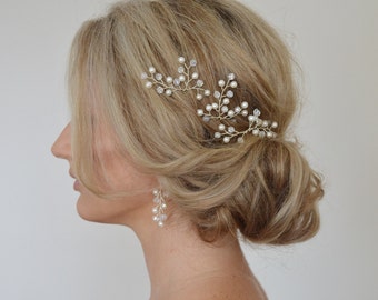 Wedding Hair Pins, Bridal Hair Accessories, Bridal Hair Clips, Pearl Crystal Hair Pins, Formal Hair Pins, Wedding Hair Clips, Set of 3