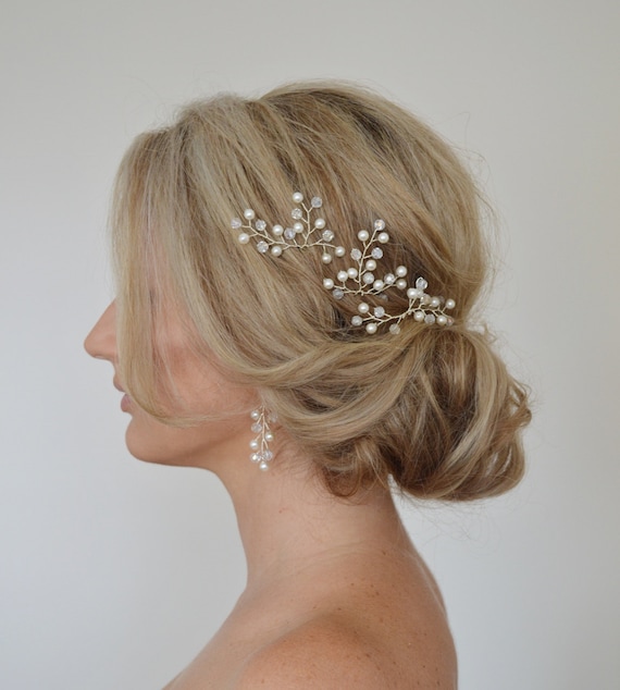 Wedding Hair Accessories - Pearl and Crystal Bridal Hair Pin