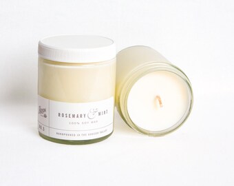 Rosemary Mint Candle – Handmade Vegan Soy Wax Candle, 9 oz, 35-Hour Burn Time