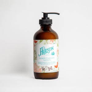 Lemon & Parsley Hand Lotion – Handmade Botanical Lotion, Hydrating and Natural, 4 oz Pump Bottle
