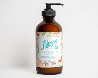 Lemon & Parsley Hand Lotion – Handmade Botanical Lotion, Hydrating and Natural, 4 oz Pump Bottle