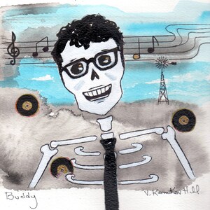 Day of the Dead Rock Star_Buddy Holly- Grußkarte