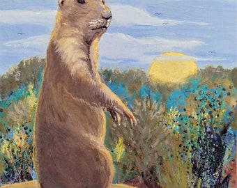 Cautious Prairie Dog greeting card