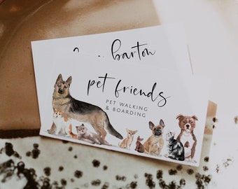 Pet Sitting Business Card Template, Dog Walking Business, Pet Boarding, Editable Business Card, Small Business, Animal Business Card Design