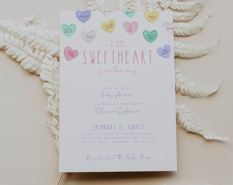 Sweetheart Baby Shower Invitation Template, Valentine's Day Baby Shower Invitation Spring Baby Shower, Editable Invitation, February Shower