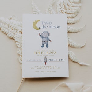 Two the Moon Birthday Invitation Template, 2nd Birthday Invitation, Space Birthday, Boy Birthday Invitation, Second Birthday Invite