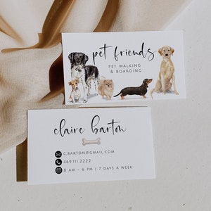 Pet Sitting Business Card Template, Dog Walking Business, Pet Boarding, Editable Business Card, Small Business, Animal Business Card Design