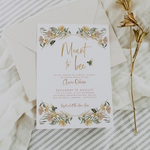 MAIA Bee Bridal Shower Invitation Template, Meant to Bee Shower, Floral Bridal Shower, Printable Bridal Shower Invite, Spring Bridal Shower