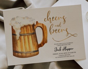 Beer Birthday Invitation Template, Brewery Birthday Invitation, 21st Birthday, Birthday Phone Invite, Guy Birthday Invitation, Men Birthday