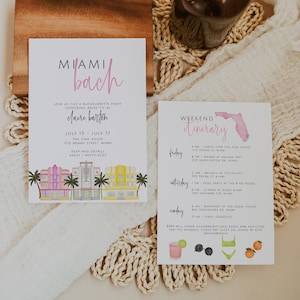 SIDNEY Miami Bachelorette Invitation & Itinerary Template, Bachelorette Invite, Florida Bachelorette Party, Bachelorette Weekend, Hen Party