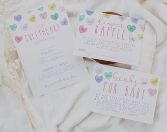 Sweetheart Baby Shower Invitation Suite Template, Valentine's Day Baby Shower Invitation, February Baby Shower, Girl Baby Shower Invite