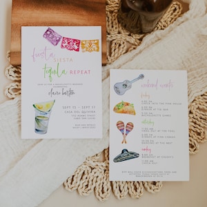 Final Fiesta Bachelorette Invitation & Itinerary Template, Bachelorette Weekend Invite, Mexico Bachelorette Party, Fiesta Siesta Tequila