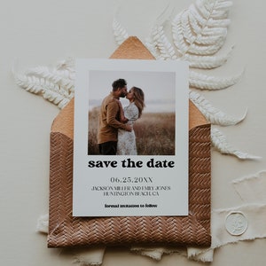 DONNA Retro Save the Date Template, Save the Date with Photo, Editable Save the Date, Retro Wedding Stationery, 70s Save the Date