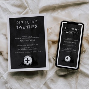 RIP to my Twenties Birthday Invitation, 30th Birthday Invitation Template, Gothic Birthday Digital Invite, Death to my 20s, Phone Invitation