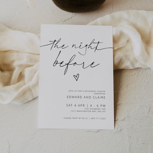 ARCHER The Night Before Invitation Template, Rehearsal Dinner Invitation, Minimalist Rehearsal Dinner Invite, Simple Wedding Rehearsal