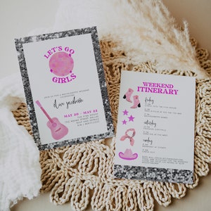 ROXIE Disco Cowgirl Bachelorette Invitation & Itinerary Template, Retro Bachelorette Invite, Cowboy Bachelorette Party, Bachelorette Weekend