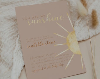 Sunshine Baby Shower Invitation Template, You are my Sunshine Baby Shower, Girl Baby Shower Invite, Summer Baby Shower, Printable Invitation