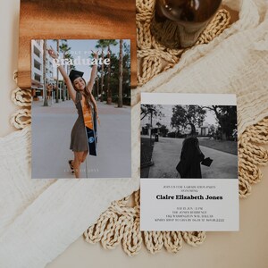 DONNA Retro Graduation Party Invitation Template, Graduation Invitation with Photo, College Graduation Invite, High School Graduation Party