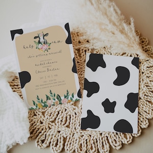 DIXIE Cow Bridal Shower Invitation Template, Holy Cow She&#39;s Getting Married, Editable Cow Print Invite, Printable Bridal Shower Invitation