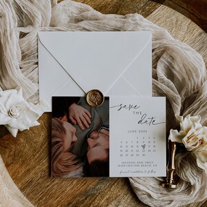ARCHER Save the Date Calendar Template, Wedding Save the Date, Save the Date with Photo, Minimalist Save the Date, Editable Save the Date