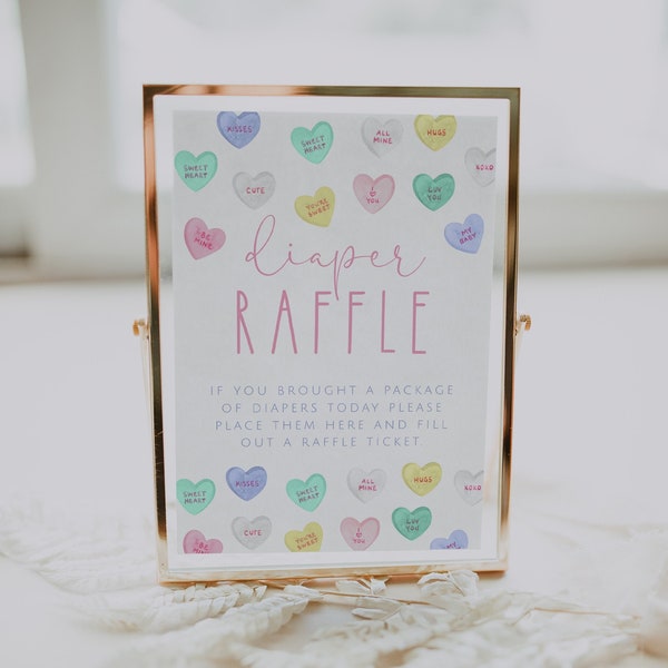 Sweetheart Diaper Raffle Sign Template, Valentine's Day Baby Shower, February Baby Shower, Editable Diaper Raffle Game, Printable Game Sign