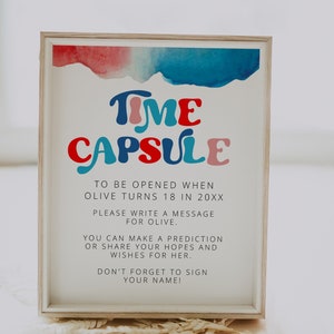 Modello di capsula del tempo del 4 luglio, baby shower rosso bianco e dovuto, capsula del tempo per il 1° compleanno, gioco per baby shower del 4 luglio, compleanno del 4 luglio
