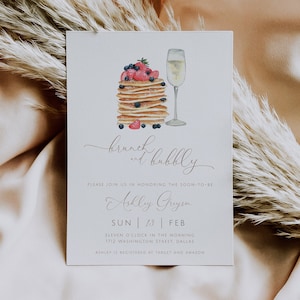 Brunch and Bubbly Invitation Template, Bridal Shower Printable Invite, Editable Bridal Brunch Invitation, Champagne Bridal Shower, B1