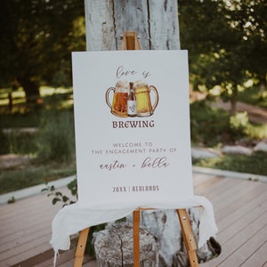 Brewery Engagement Party Welcome Sign Template, Love is Brewing, Engagement Party Easel Sign, Engagement Party Decor, Beer Engagement, B2