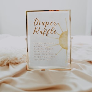 Sunshine Diaper Raffle Sign Template, Summer Baby Shower, Sun Baby Shower, Modern Baby Shower, Editable Diaper Raffle Game, Printable Sign