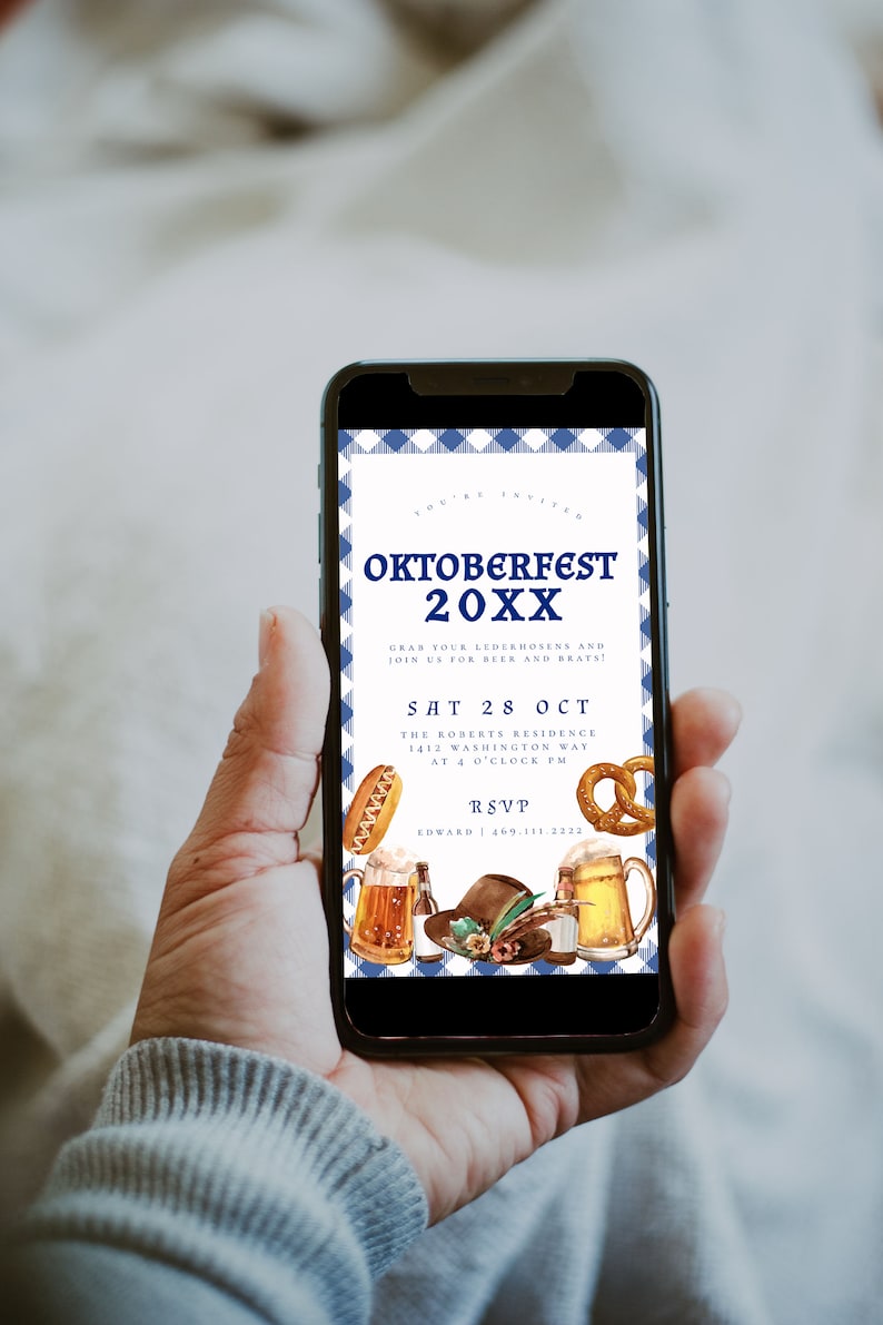 Oktoberfest Invitation Template, Digital Oktoberfest Invite, Beer and Brats Invitation, Oktoberfest Party Invitation, Oktoberfest Birthday image 3