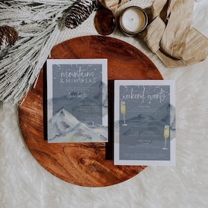 Mountains Bachelorette Invitation & Itinerary Template, Cabin Bachelorette Weekend, Utah Bachelorette Invite, Winter Bachelorette Party