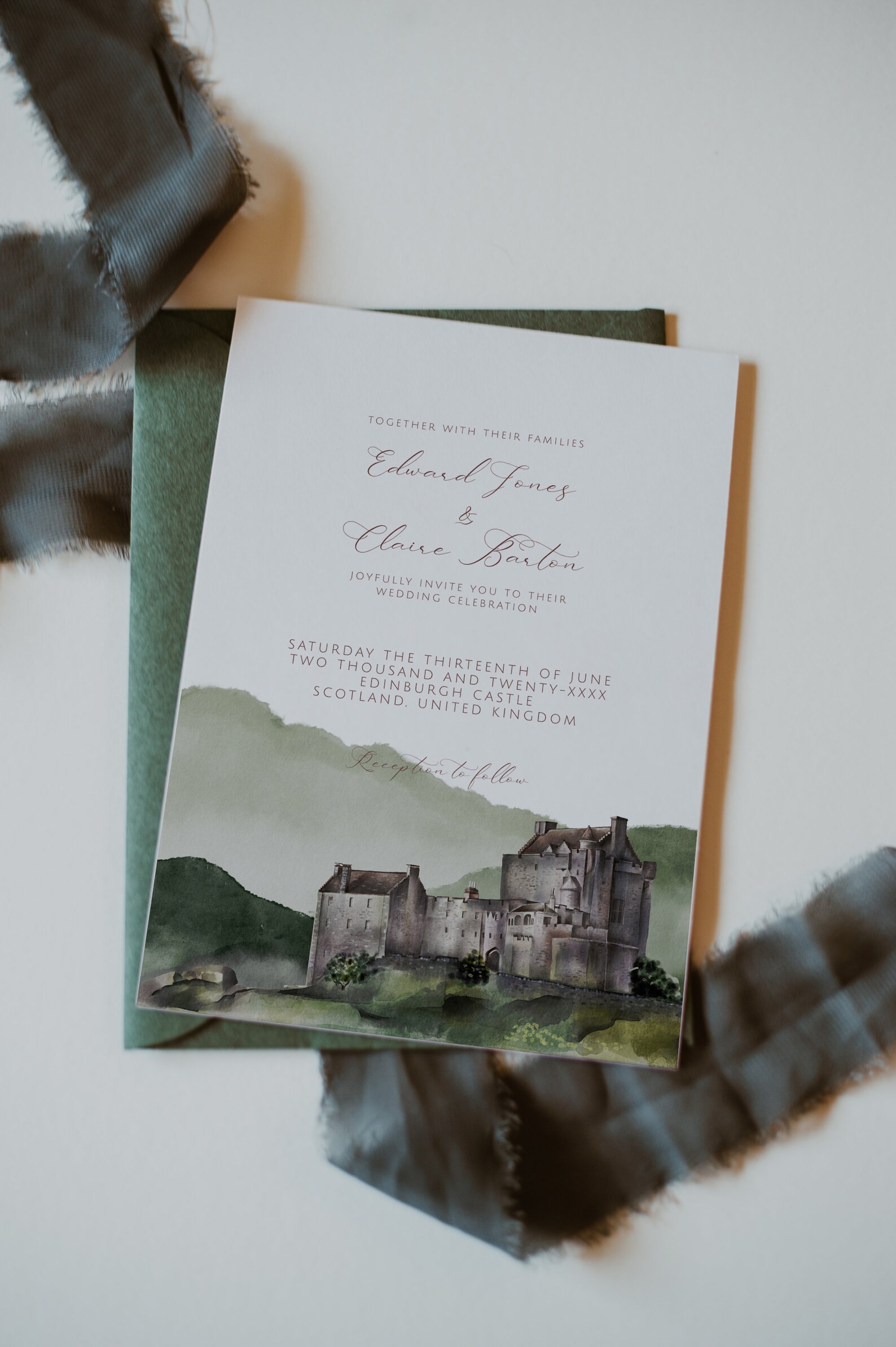 EDINBURGH Wedding Invitation Suite Template Destination Etsy