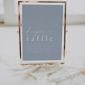 ARLO Diaper Raffle Sign Template, Minimalist Baby Shower, Boy Baby Shower, Dusty Blue Baby Shower Game, Editable Diaper Raffle Game