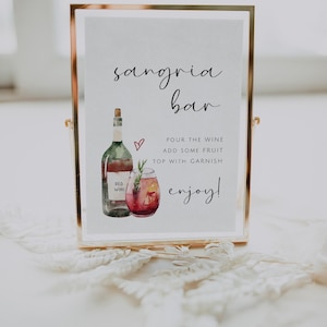Sangria Bar Sign Template, Bridal Shower Decor, Editable Sign, Wine Tasting Shower, Winery Bridal Shower, Charcuterie with the Bride, C4