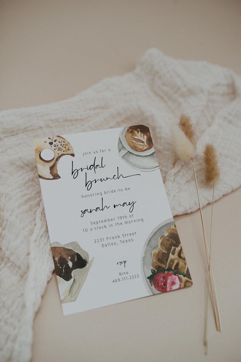 Plantilla de invitación para brunch nupcial SAVOR, brunch para despedida de soltera, invitación imprimible para despedida de soltera, invitación para desayuno con la novia imagen 3