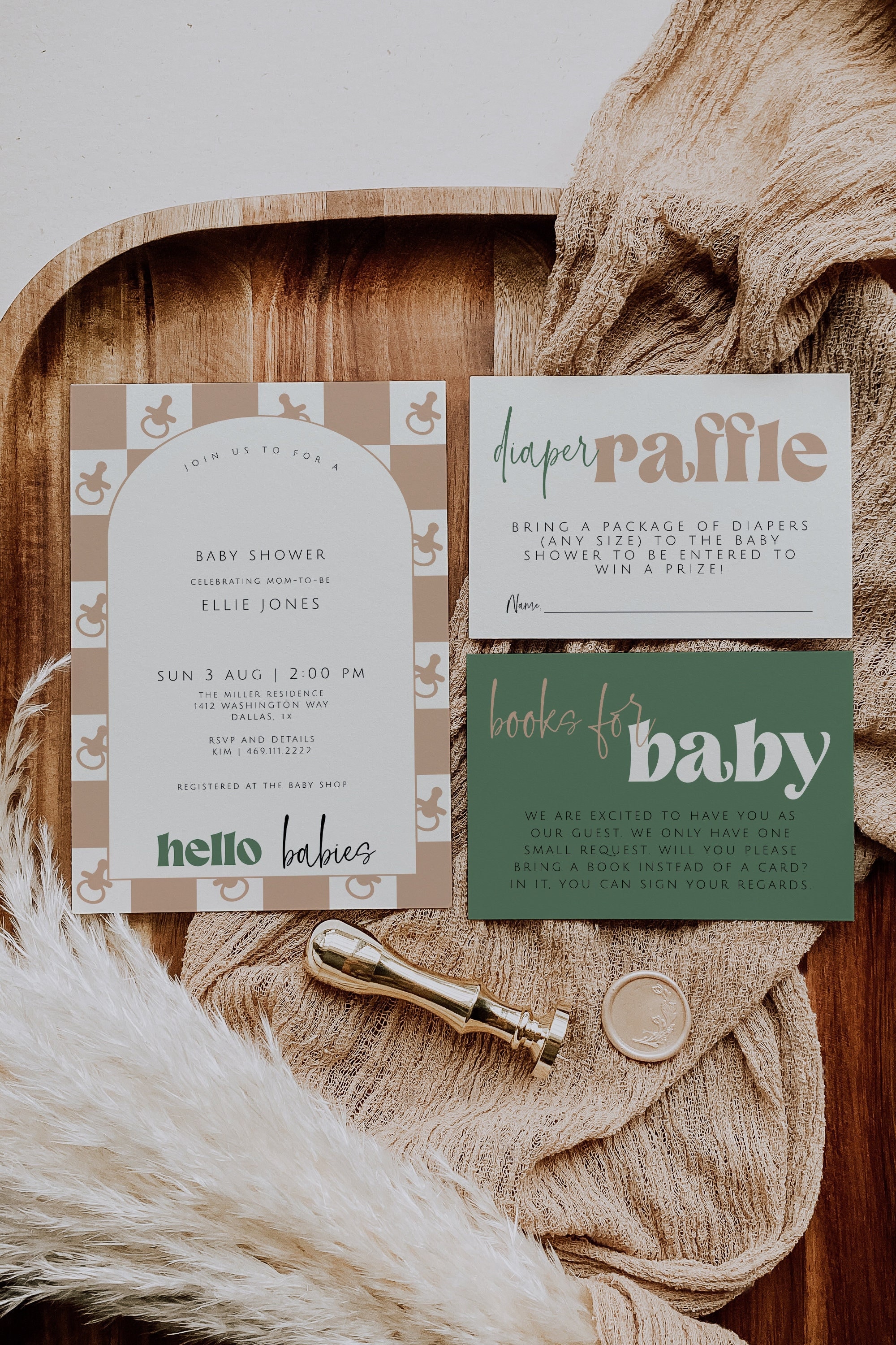 Checkerboard Twins Baby Shower Invitation Suite Template, Oh Babies Baby Shower Invitation, Checker Baby Shower Invite, Neutral Baby Shower