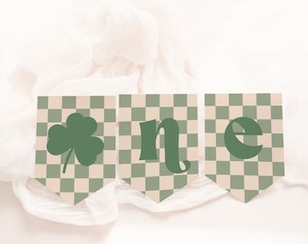 Banner imprimible para trona de la suerte, primer cumpleaños de San Patricio, banner de trébol para trona, decoración para el primer cumpleaños, cumpleaños de un chico afortunado
