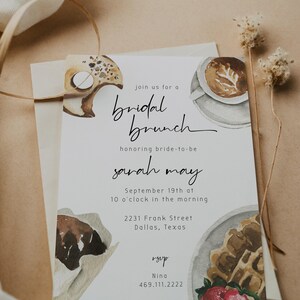 Plantilla de invitación para brunch nupcial SAVOR, brunch para despedida de soltera, invitación imprimible para despedida de soltera, invitación para desayuno con la novia imagen 2