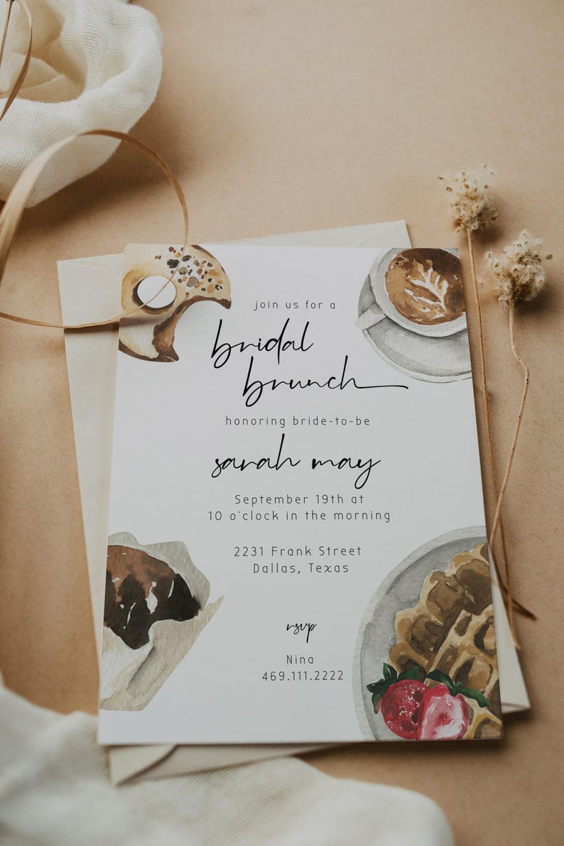 Plantilla de invitación para brunch nupcial SAVOR, brunch para despedida de soltera, invitación imprimible para despedida de soltera, invitación para desayuno con la novia imagen 2