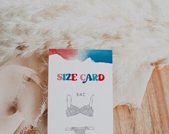 Plantilla de tarjeta de tallas de lencería con texto en inglés "Red White & I Do", despedida de soltera del 4 de julio, tarjeta de tallas de ropa interior, tarjeta de lencería para novias, inserto de tarjeta de invitación