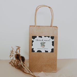 DIXIE Cow Sticker Template, Holy Cow I&#39;m One, First Birthday Favor Bag, Gift Bag Label, Girl Birthday, 1st Birthday Sticker, Goodie Bag